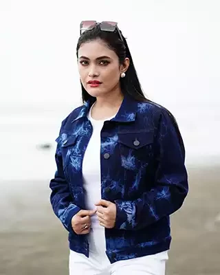 Women's Indigo Tie-Dye Denim Jacket