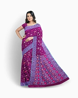 Rangnilika Twilight Bloom Purple Half Silk Saree