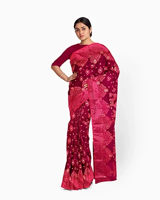Flickere Outfit Ruby Red Half-Silk Saree