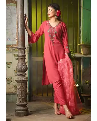 Alizeh Swiss Cotton Three-Piece with  Embroidered Dupatta