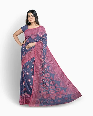 Flickere Outfit | Enigmatic Dusk Half-Silk Saree