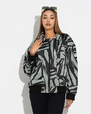 Alizeh  Zebra Print Bomber Jacket for Women