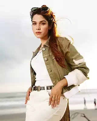 Olive Green Ladies Denim Jacket