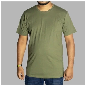 Olive color Regular Fit T-Shirt Crew Neck